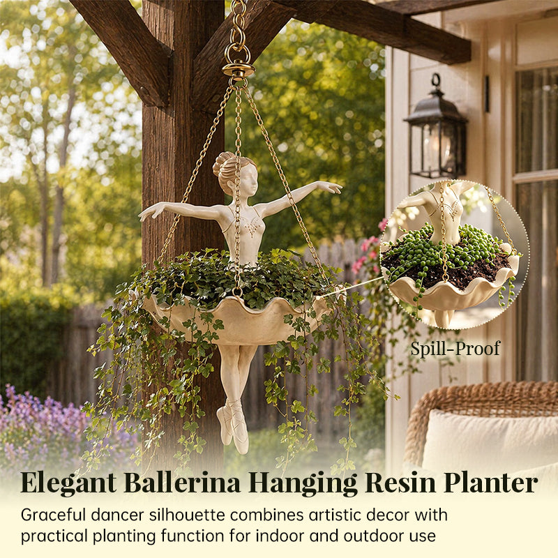Elegant Ballerina Hanging Planter – Hand-Carved UV-Resistant Outdoor Flower Pot