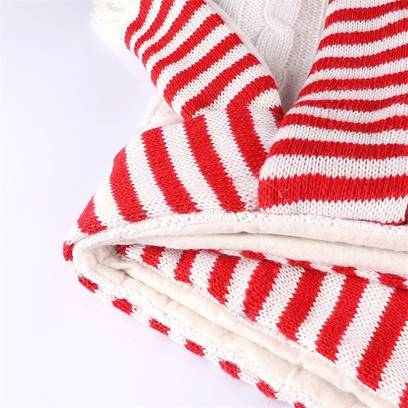 White Wool Scarf Style Christmas Tree Skirt - Large 77cm Premium Pearl Cloth Apron