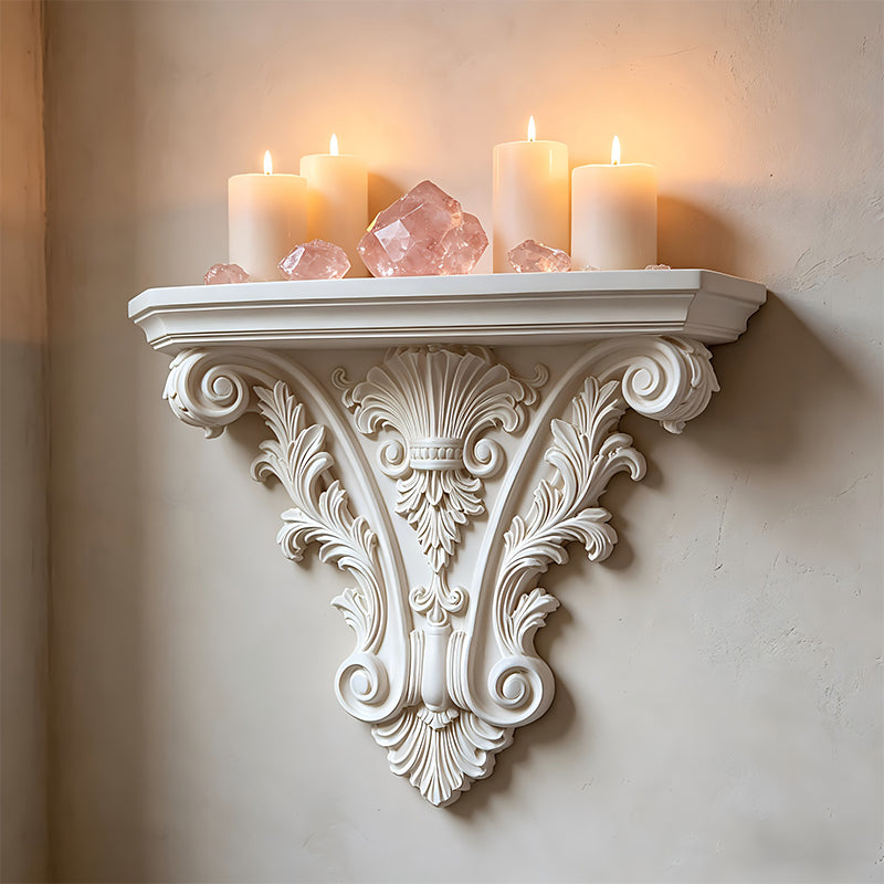Gothic Floating Shelf – 3D Carved Wall Decor & Plant Display Stand