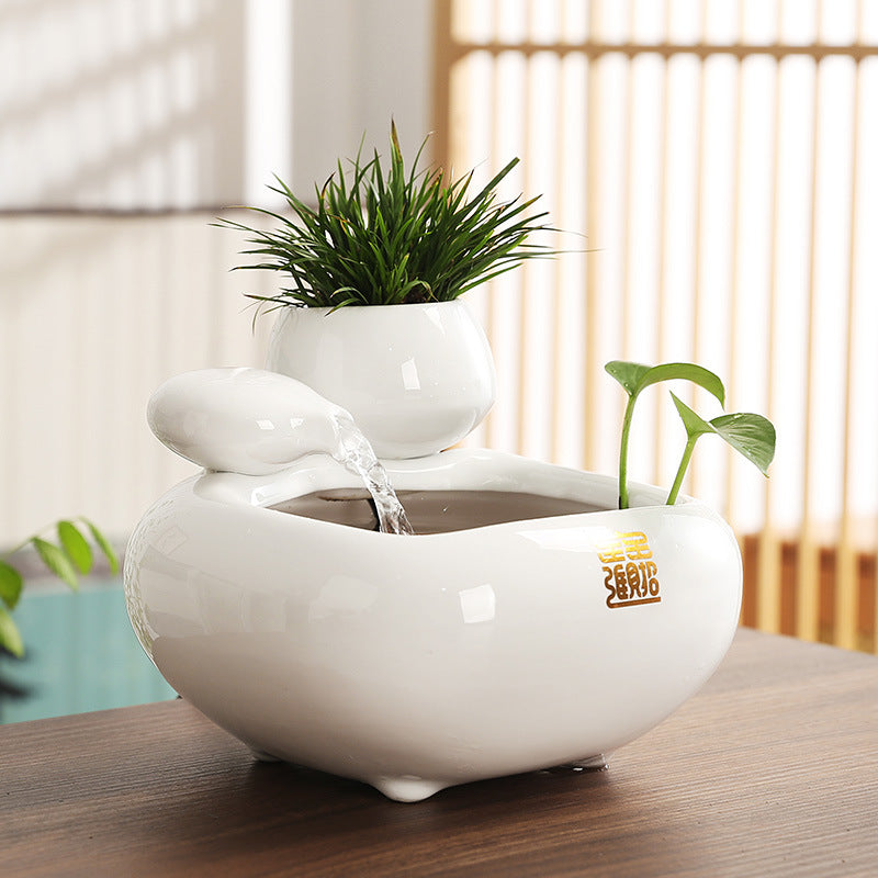 Ceramic Flowing Water Ornament – Chinese Style Feng Shui Desktop Decoration