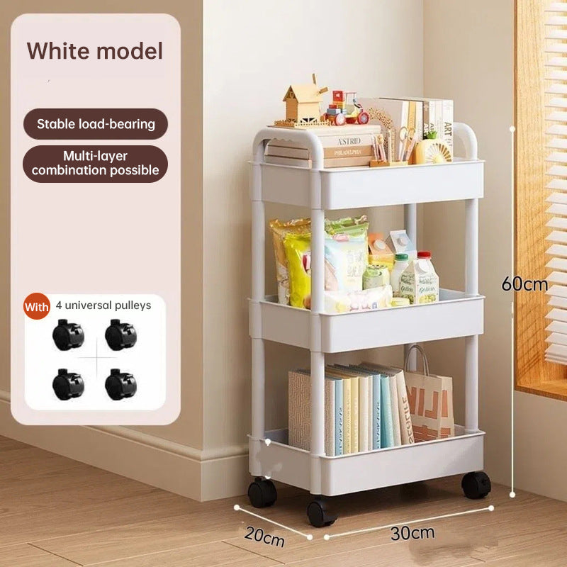 Rolling Storage Cart with Open Shelves - Multifunctional Trolley for Kitchen, Bedroom and Office