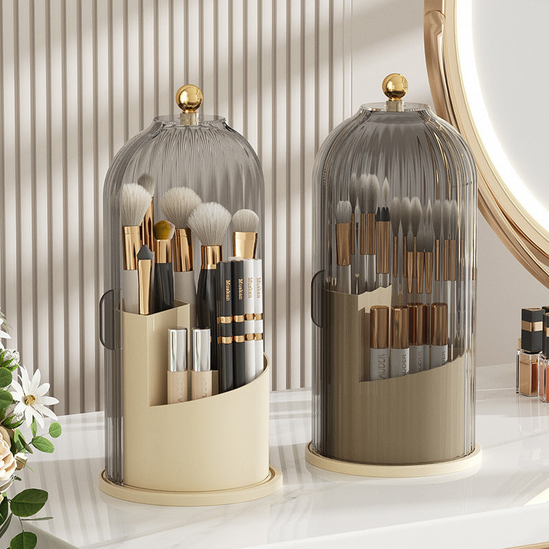 Rotating Makeup Brush Holder – Dust-Proof Cosmetic & Lipstick Organiser