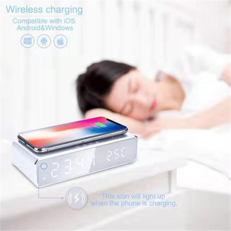 Smart LED Alarm Clock with Wireless Charging & Temperature Display - Bedside Digital Clock