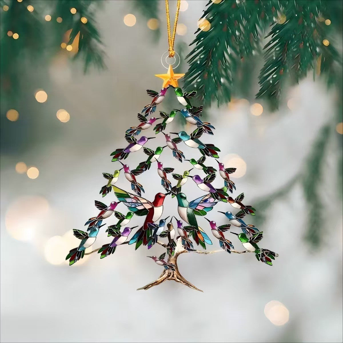 Hummingbird Christmas Tree Ornament - Acrylic Hanging Decoration in 4 Colours