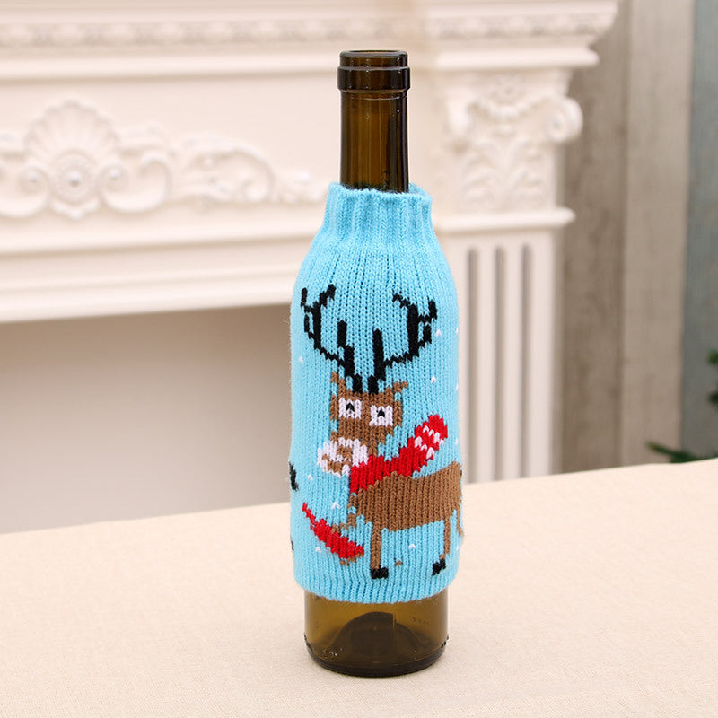 Christmas Home Furnishings High end Knitted Christmas Beer Bottle Cover Christmas Beer Bottle Decoration Bottle Cover