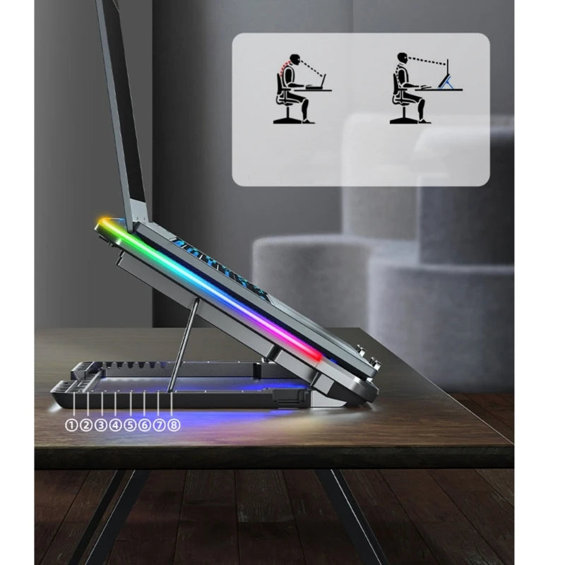 Laptop Cooling Pad with 6 LED Fans & Phone Holder – Fits up to 15.6"