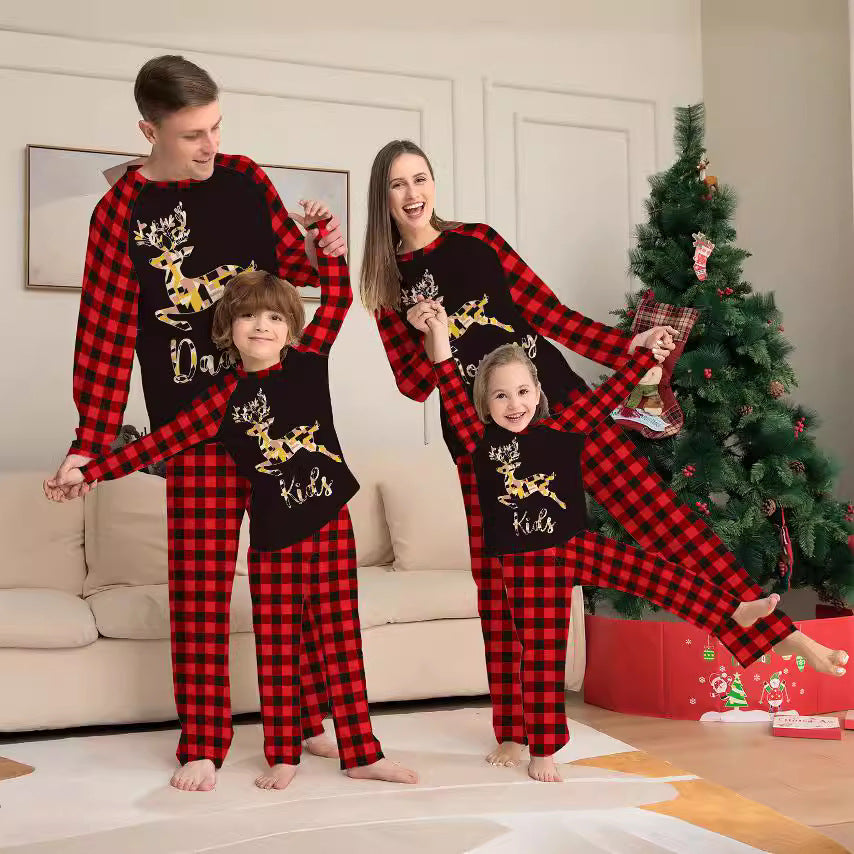 Christmas Deer Letter Print Family Pajama Set