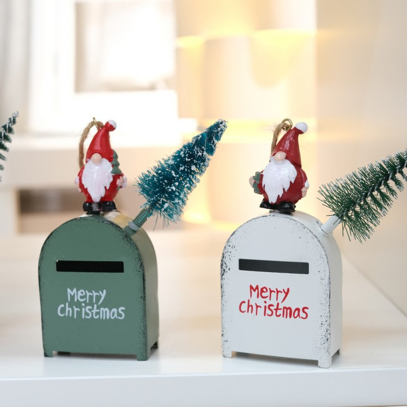 Christmas Iron Santa Mailbox Decoration for Christmas Tree, Cafe Ambience Decoration Hanging Ornament