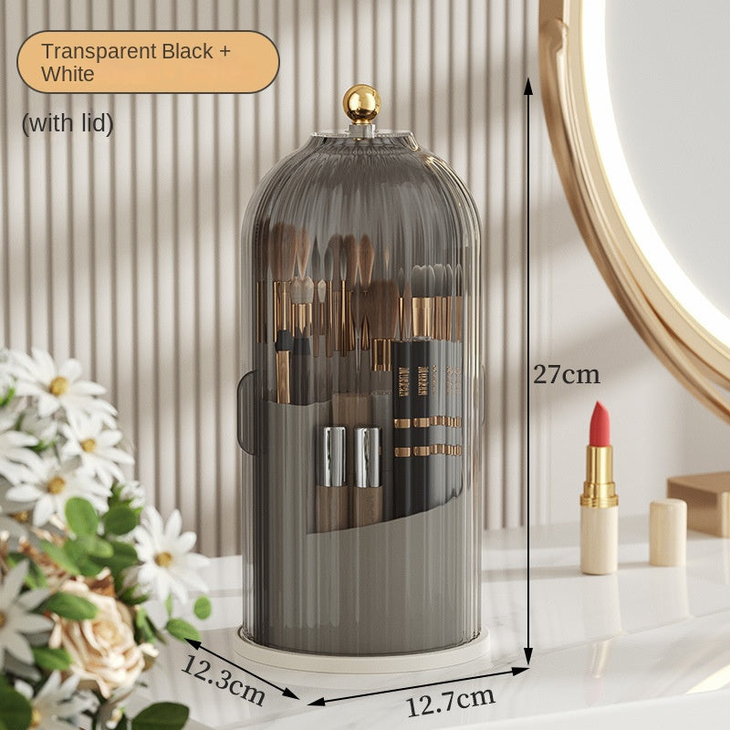 Rotating Makeup Brush Holder – Dust-Proof Cosmetic & Lipstick Organiser