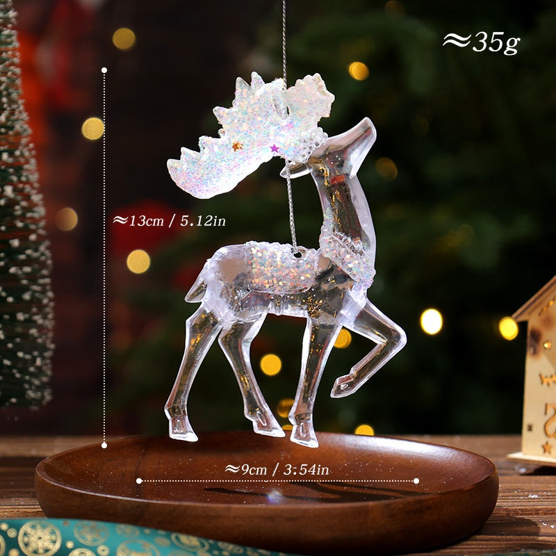 Christmas Decorative Creative Hanging Ornament Acrylic Transparent Snowflake Crystal Pendant Ice Crystal Hanging Decoration for Christmas Tree