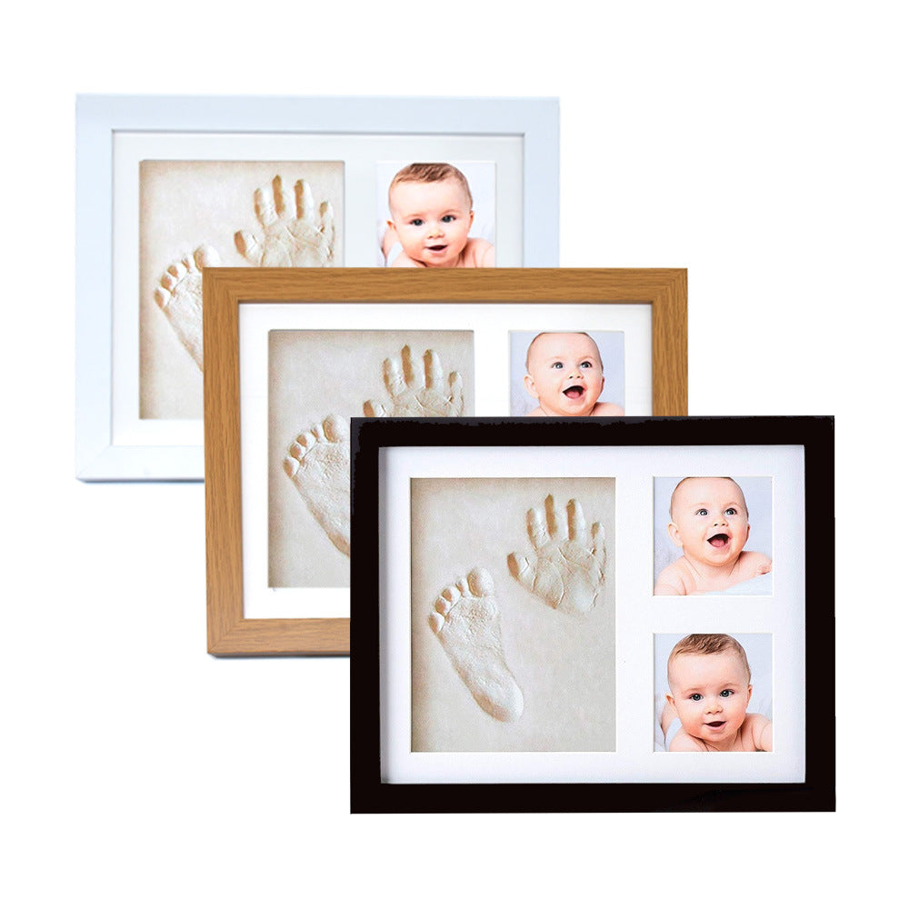 Baby Handprint & Footprint Keepsake Frame with Ink Pad – Newborn Gift