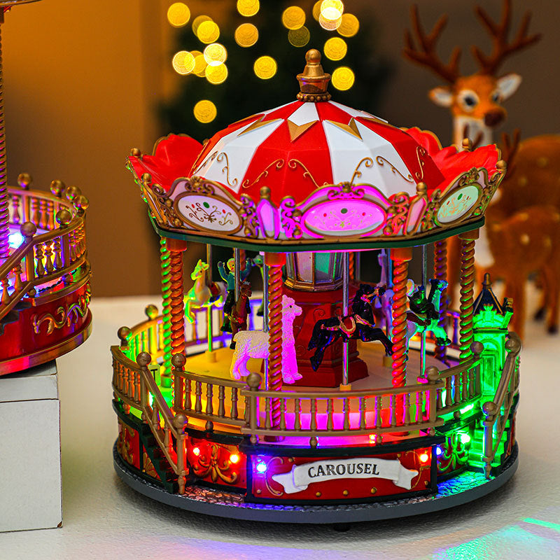Christmas Carousel Music Box Ornament - Large Luxury Festive Decoration & Gift (27 x 23.5cm)