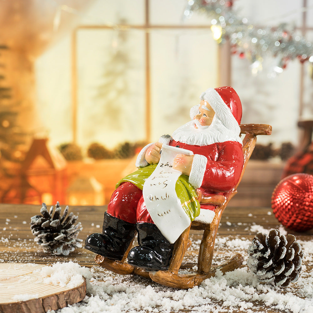 Lounge Chair Santa Claus Resin Figurine - Festive Desktop Ornament & Christmas Decoration