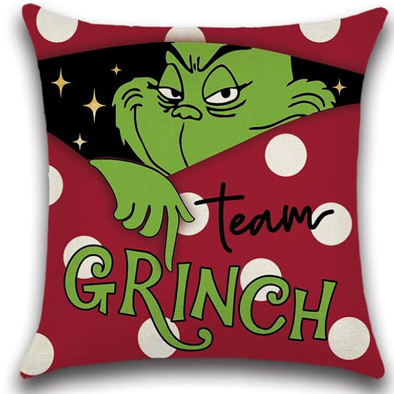 Christmas Linen Cushion Cover - Festive Sofa Pillow Case in 4 Designs (45x45cm)