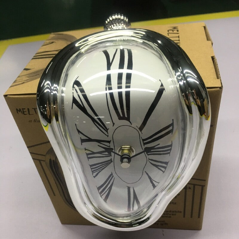 Melting Wall Clock with Roman Numerals – Retro Twisted Corner Time-Warp Design