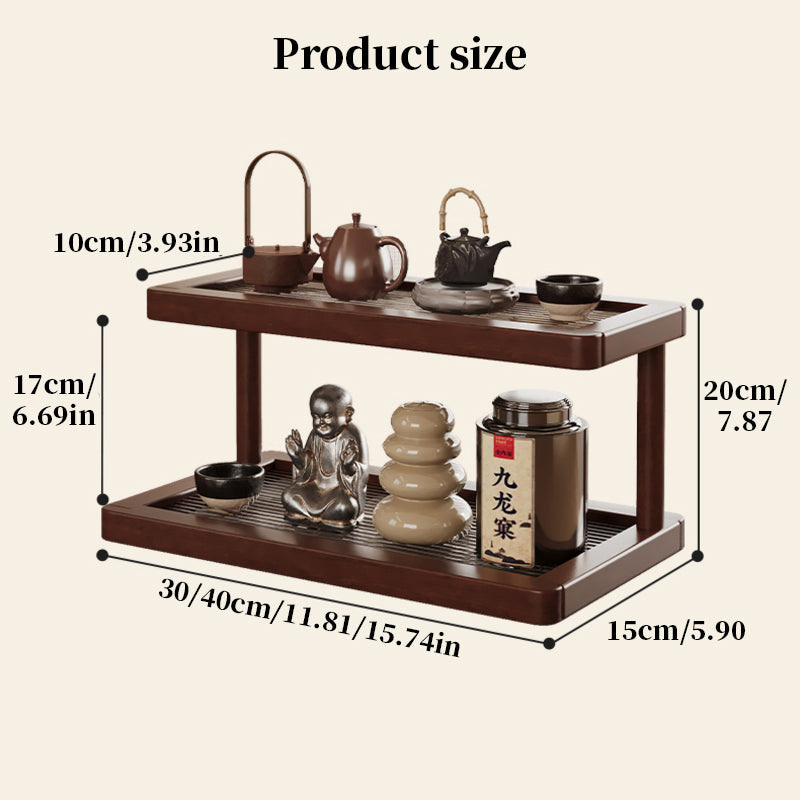 2-Tier Bamboo Spice and Cosmetic Organiser with Acrylic Base - Countertop Storage for Small Spaces