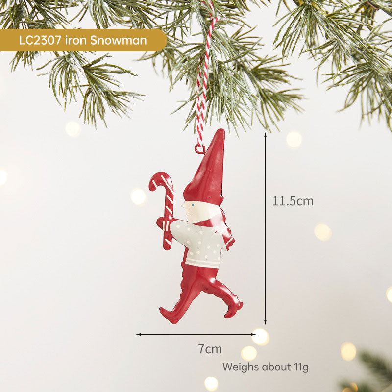 Painted Wrought Iron Christmas Tree Hanging Ornament - Santa, Snowman & Festive Designs