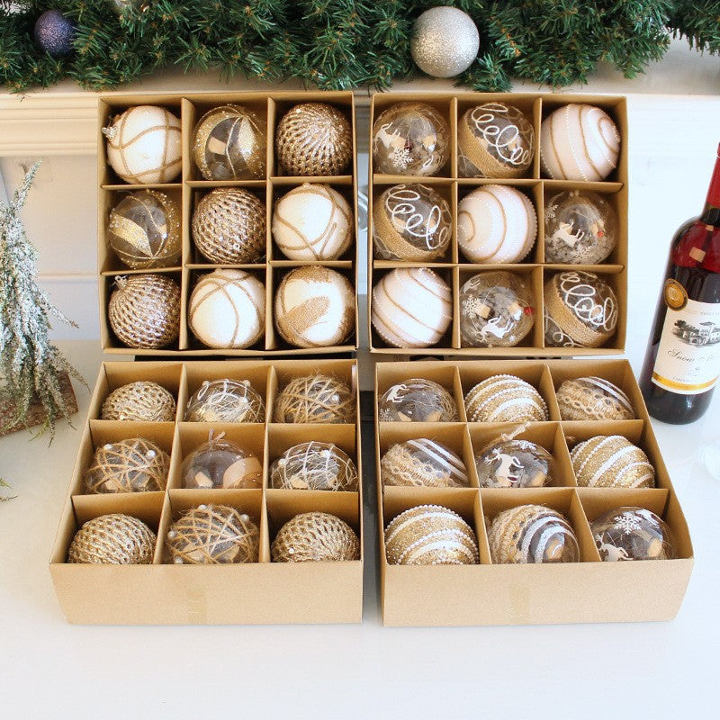Christmas Ball Set for Home Decoration, Painted Ornaments for Christmas Tree, Burlap Hanging Balls Decor