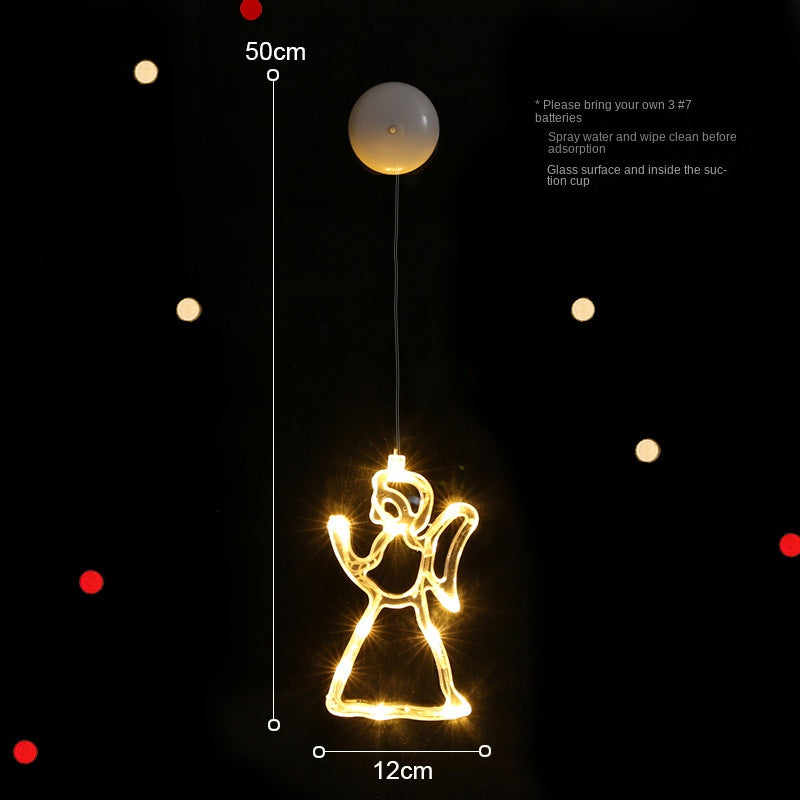 Christmas Decoration Scene Tree Setup Suction Cup Lights Mini Ornaments Holiday Decor Reindeer Small Props Hanging Decor