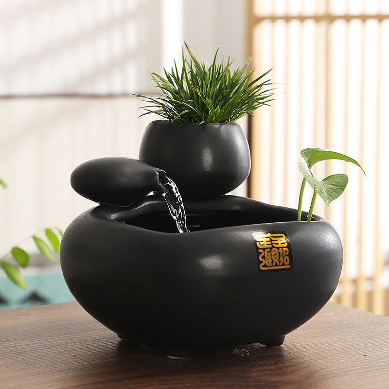Ceramic Flowing Water Ornament – Chinese Style Feng Shui Desktop Decoration