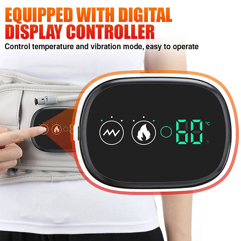 Electric Heating & Massage Waist Belt - Inflatable Lumbar Support with Red Light Therapy for Back Pain Relief