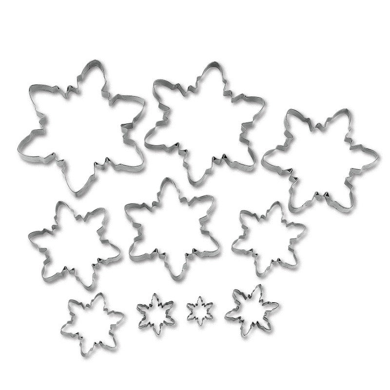 Christmas Snowflake Stainless Steel Cookie Cutter Set - 10 Piece 3D Biscuit Moulds