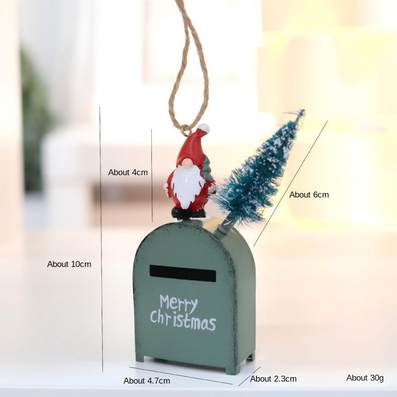 Christmas Iron Santa Mailbox Decoration for Christmas Tree, Cafe Ambience Decoration Hanging Ornament