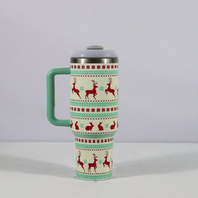 Christmas 40oz Insulated Tumbler with Handle - 304 Stainless Steel Thermal Car Mug
