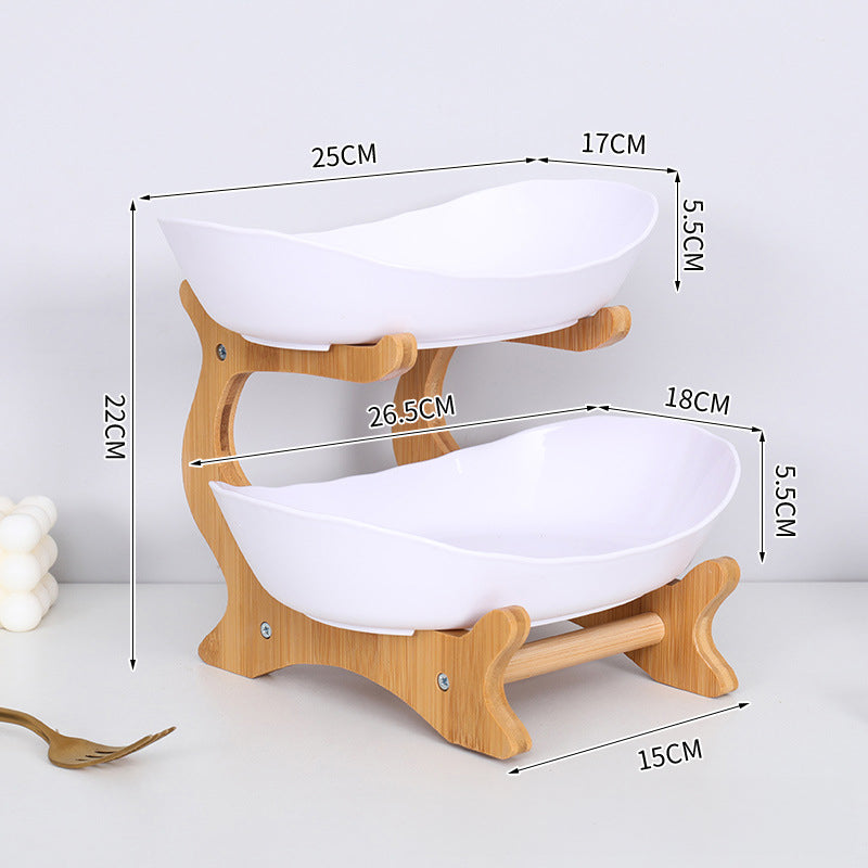 2-Tier Bamboo Fruit Stand - Space-Saving Kitchen Countertop Organiser with Ventilation