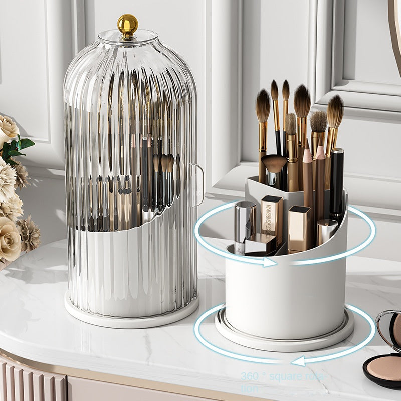 Rotating Makeup Brush Holder – Dust-Proof Cosmetic & Lipstick Organiser