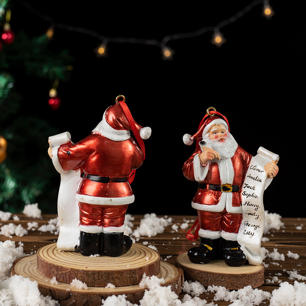 Santa Claus Wishlist Resin Christmas Tree Ornament – Festive Pendant Decoration