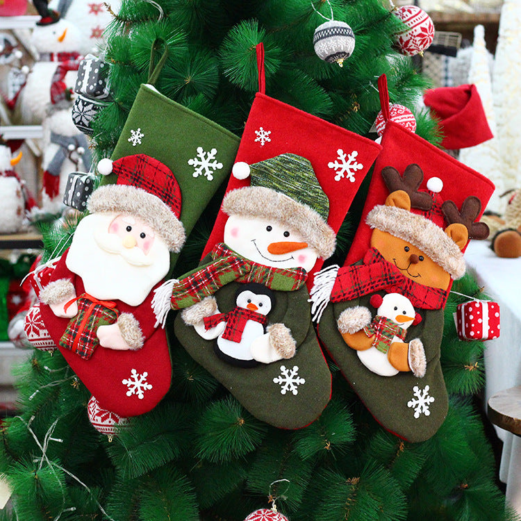Large Christmas Stocking Gift Bag - Festive Candy & Present Bag in 3 Designs (30x50cm)