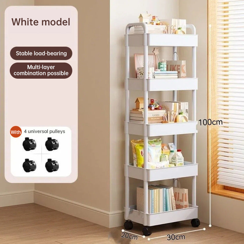 Rolling Storage Cart with Open Shelves - Multifunctional Trolley for Kitchen, Bedroom and Office