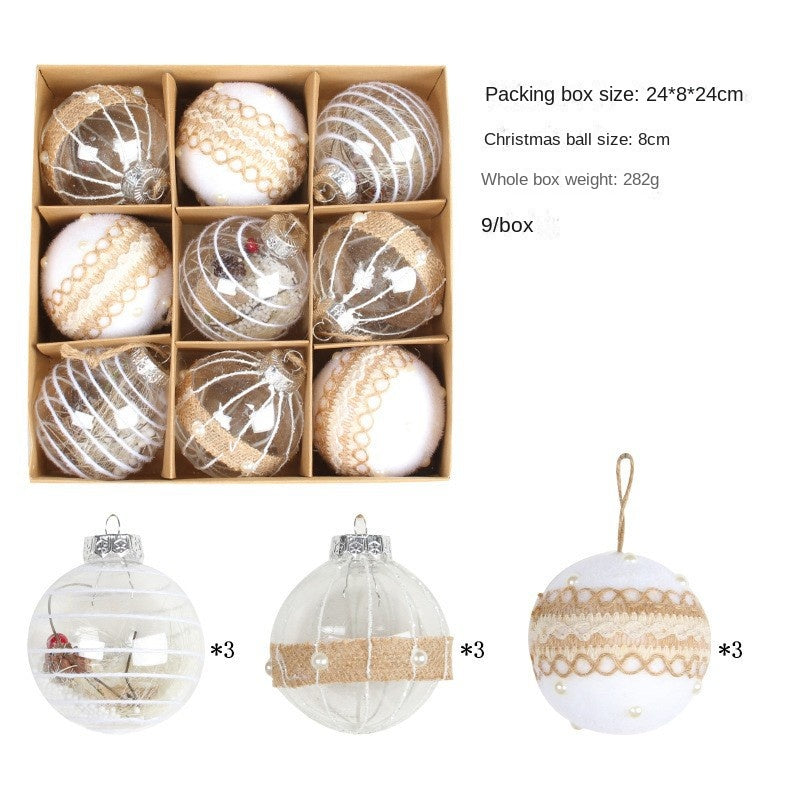 Christmas Ball Set for Home Decoration, Painted Ornaments for Christmas Tree, Burlap Hanging Balls Decor