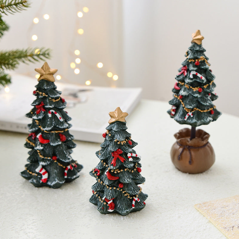 Resin Mini Christmas Tree Desktop Ornament - Small Festive Decoration & Christmas Gift (S/M/L)