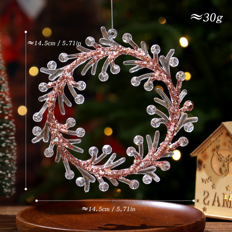 Christmas Decorative Creative Hanging Ornament Acrylic Transparent Snowflake Crystal Pendant Ice Crystal Hanging Decoration for Christmas Tree
