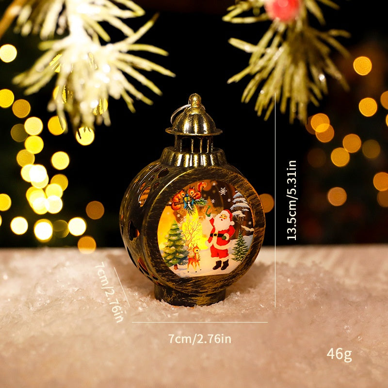 Christmas Decorative Candle Lanterns, Santa Claus Snowman Retro Window Light Display OrnamentChristmas Gift