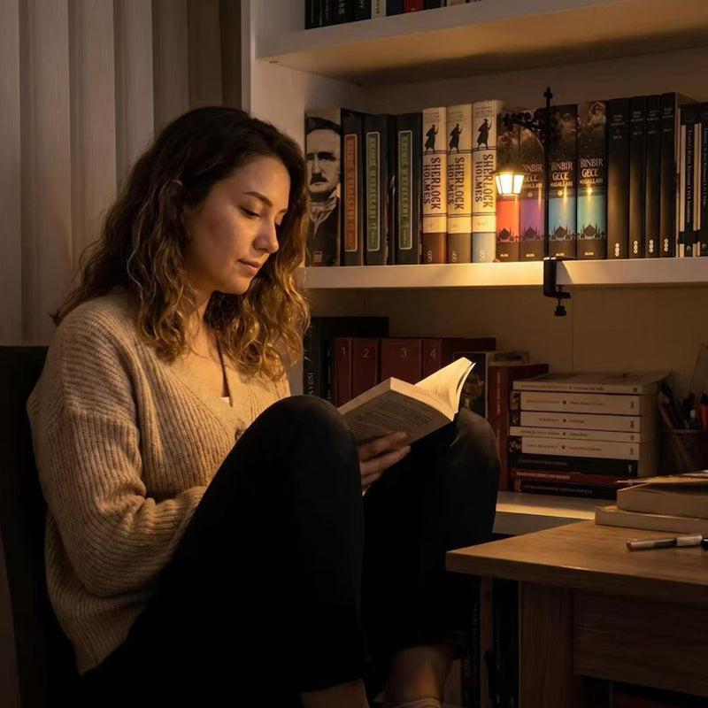 Vintage Library LED Lantern – Warm Glow Bookshelf & Reading Lamp