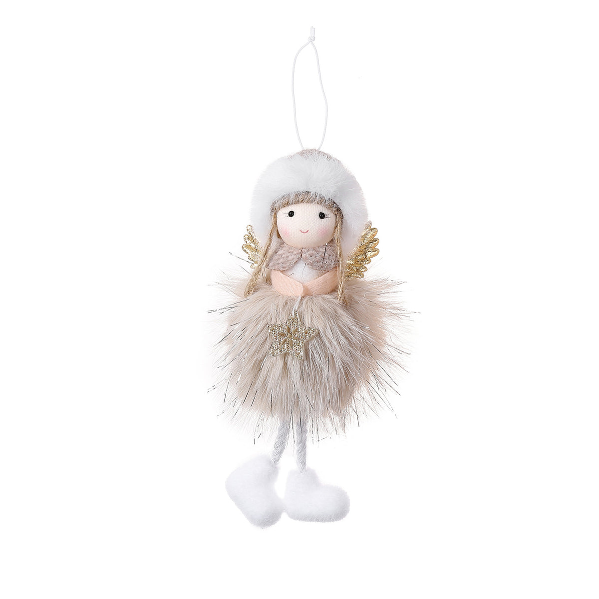 Christmas Angel Plush Hat Girl Doll Tree Ornament Holiday Decoration Party Decor