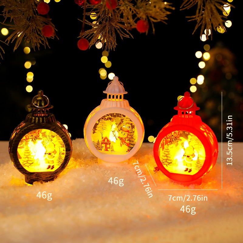 Christmas Decorative Candle Lanterns, Santa Claus Snowman Retro Window Light Display OrnamentChristmas Gift