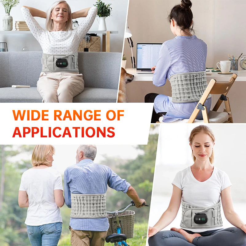 Electric Heating & Massage Waist Belt - Inflatable Lumbar Support with Red Light Therapy for Back Pain Relief