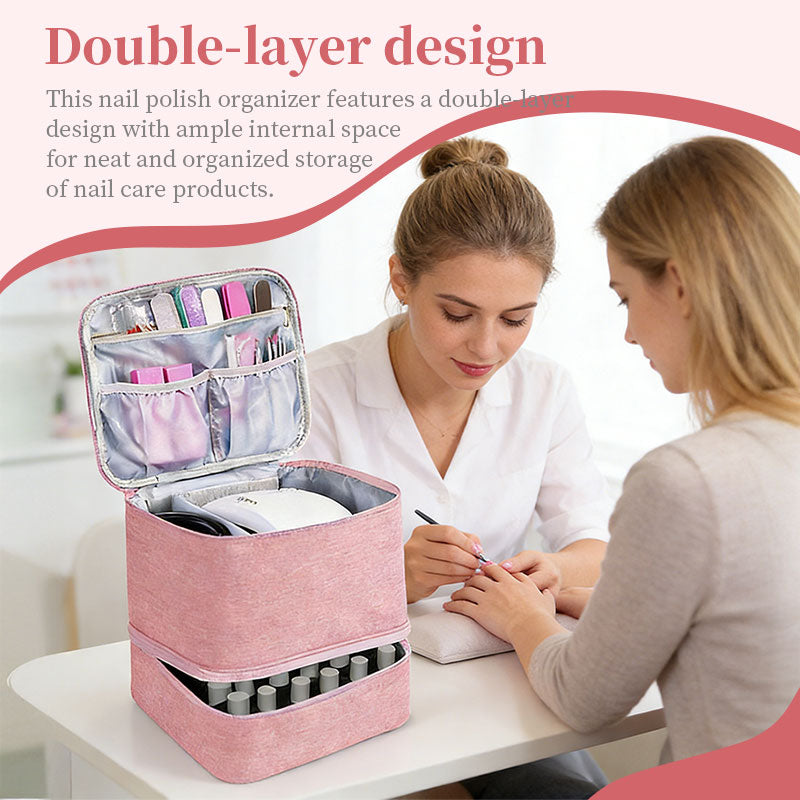 Portable 30-Compartment Nail Organizer Case - All-in-One Manicure Tools and Cosmetic Storage Bag