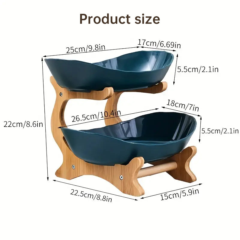 2-Tier Bamboo Fruit Stand - Space-Saving Kitchen Countertop Organiser with Ventilation