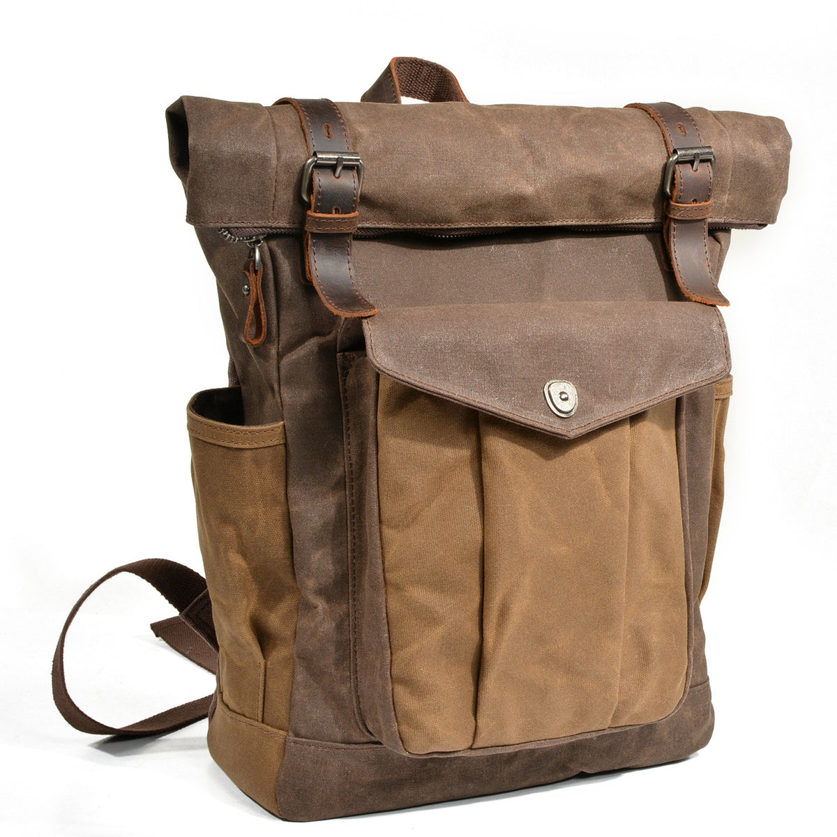 Men's Wax Canvas Backpack – Large Capacity Waterproof Hiking & Travel Bag