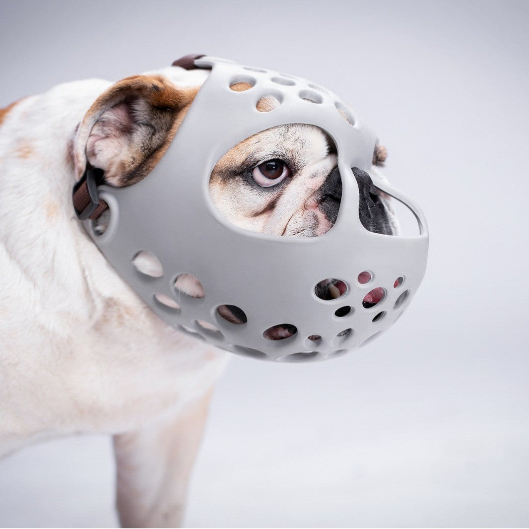 Humble Dog Soft Rubber Short-Muzzle Dog Muzzle for Bull Terrier, English Bulldog, French Bulldog, Pug - Prevents Biting and Eating Randomly