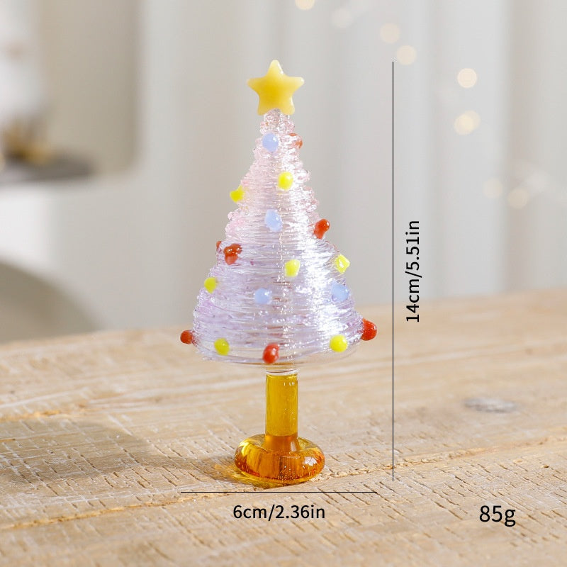 Mini Christmas Tree Decoration with Frosted Glass Effect for Holiday Scene Arrangement, Mini Christmas Tree Ornament