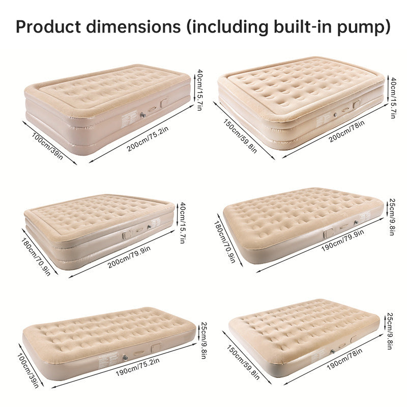 One-Touch Self-Inflating Air Mattress with Built-in Pump - Portable Camping & Travel Air Bed (Single, Double & Triple)