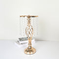 Gold-Plated Iron Flower Stand with Crystal Bead Strings – Wedding & Table Centrepiece