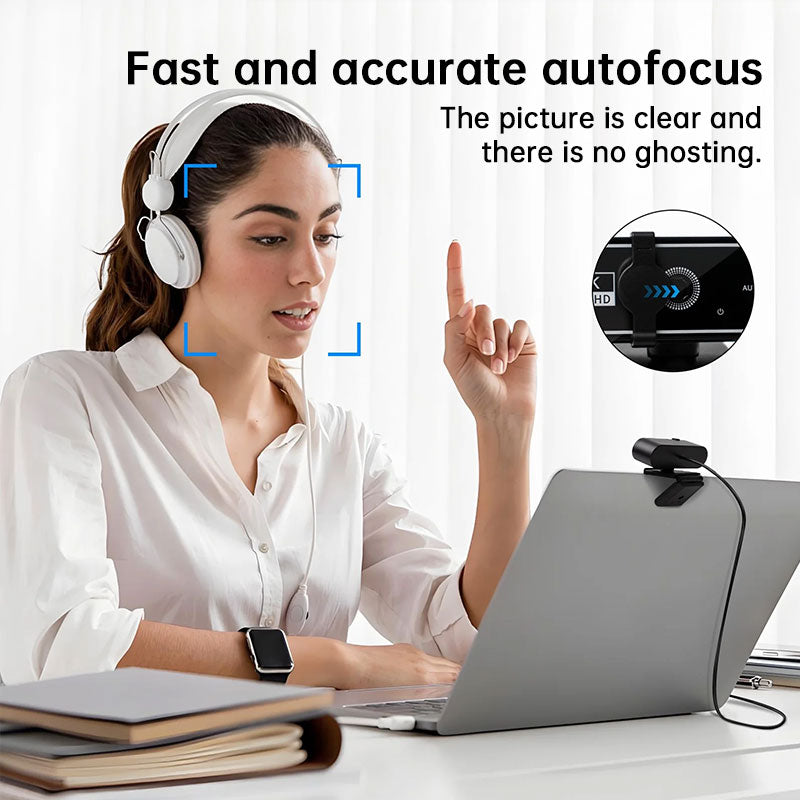 Mini USB Webcam with Microphone - Auto Focus HD Camera for PC and Laptop, 1080P, 2K and 4K, 30fps