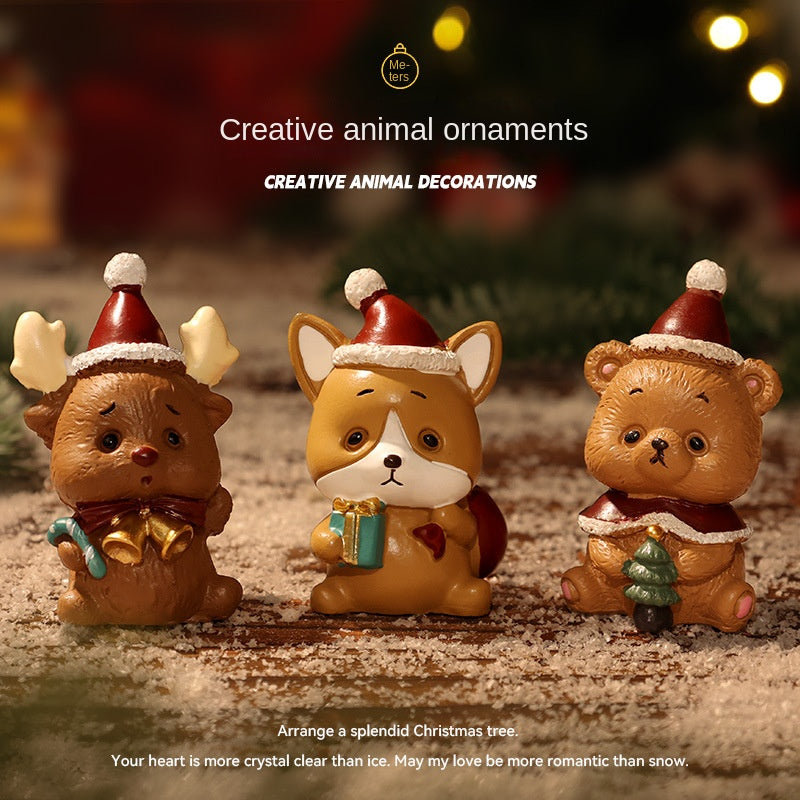 Christmas Resin Animal Figurine Ornament - Cute Festive Character Decoration in 7 Designs